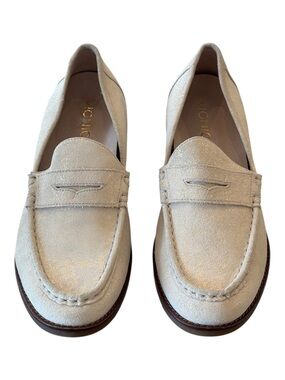 Vionic cream/gold Waverly Suede Penny Loafers women’s size 8.5